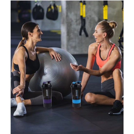 Shaker Πρωτεΐνης 500ml με Αποθηκευτικό Δοχείο Βιδωτό BPA Free – για Gym Fitness & Συμπληρώματα 37-1293