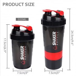 Shaker Πρωτεΐνης 500ml με Αποθηκευτικό Δοχείο Βιδωτό BPA Free – για Gym Fitness & Συμπληρώματα 37-1293