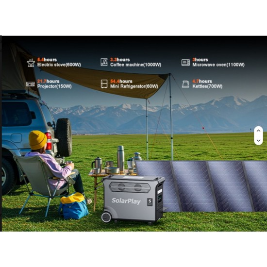 Φορητός Σταθμός Ενέργειας 3600W 3840Wh LiFePO4 με 200W Αναδιπλούμενο Ηλιακό Πάνελ – Pure Sine Wave, UPS, MPPT 1380-251