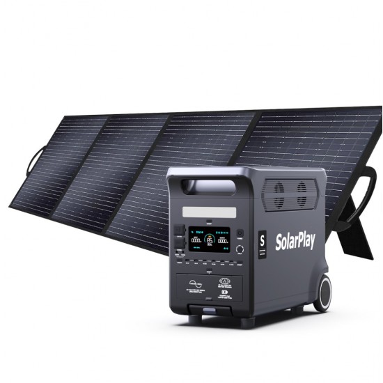 Φορητός Σταθμός Ενέργειας 3600W 3840Wh LiFePO4 με 200W Αναδιπλούμενο Ηλιακό Πάνελ – Pure Sine Wave, UPS, MPPT 1380-251