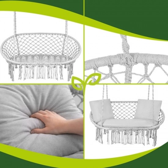 Διπλή Κούνια Κήπου "Gardlov Stork's Nest" με Μαξιλάρια έως 300kg Γκρι – 148x126 64-27378-2