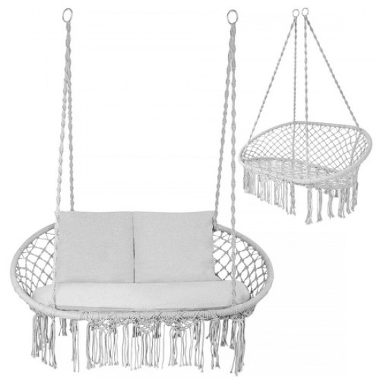 Διπλή Κούνια Κήπου "Gardlov Stork's Nest" με Μαξιλάρια έως 300kg Γκρι – 148x126 64-27378-2