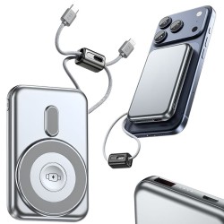 Power Bank 10000mAh Fast Charging με Ασύρματη Φόρτιση 15W, USB-C, Lightning και QC 3.0 Γκρι 15-06398_SZ