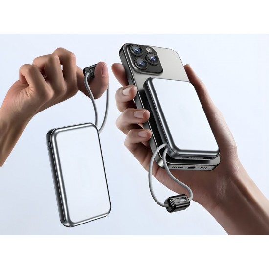 Power Bank 10000mAh Fast Charging με Ασύρματη Φόρτιση 15W, USB-C, Lightning και QC 3.0 Γκρι 15-06398_SZ
