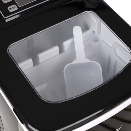 Παγομηχανή RUHHY 12Kg με Οθόνη LCD Χρονοδιακόπτη και 2 Μεγέθη Πάγου Inox Μαύρη 51-25565