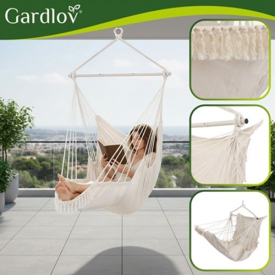 Κρεμαστή Πολυθρόνα Κήπου Gardlov BOHO με Μαξιλάρια έως 150kg Μπεζ 192-27388-1