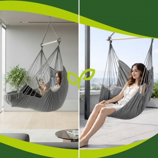 Κρεμαστή Πολυθρόνα Κήπου Gardlov BOHO με 2 Μαξιλάρια έως 150kg Γκρι 192-2738-1