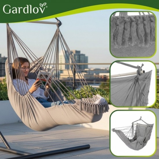 Κρεμαστή Πολυθρόνα Κήπου Gardlov BOHO με 2 Μαξιλάρια έως 150kg Γκρι 192-2738-1