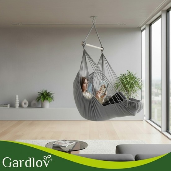 Κρεμαστή Πολυθρόνα Κήπου Gardlov BOHO με 2 Μαξιλάρια έως 150kg Γκρι 192-2738-1