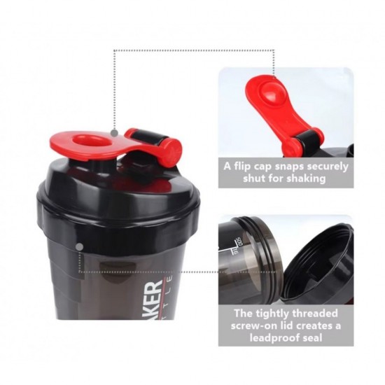 Shaker Πρωτεΐνης 500ml με Αποθηκευτικό Δοχείο Βιδωτό BPA Free – για Gym Fitness & Συμπληρώματα 37-1295