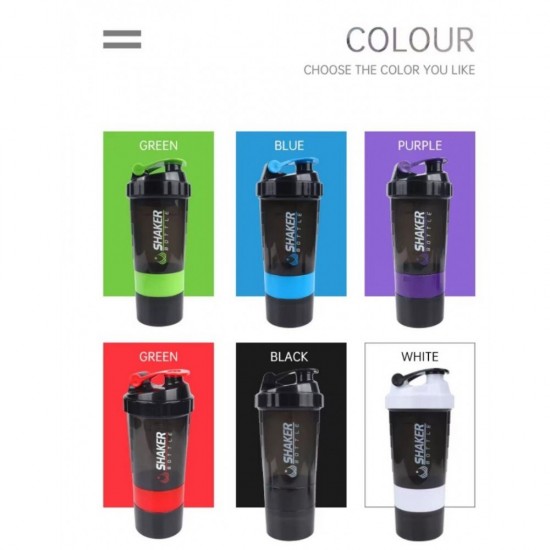 Shaker Πρωτεΐνης 500ml με Αποθηκευτικό Δοχείο Βιδωτό BPA Free – για Gym Fitness & Συμπληρώματα 37-1295