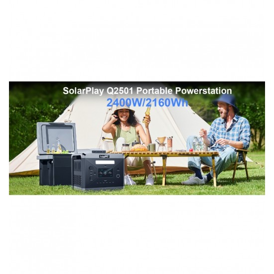 Φορητός Σταθμός Ενέργειας SolarPlay 2400W 2160Wh LiFePO4 με Αναδιπλούμενο Ηλιακό Πάνελ 200W Pure Sine Wave UPS 504-5451