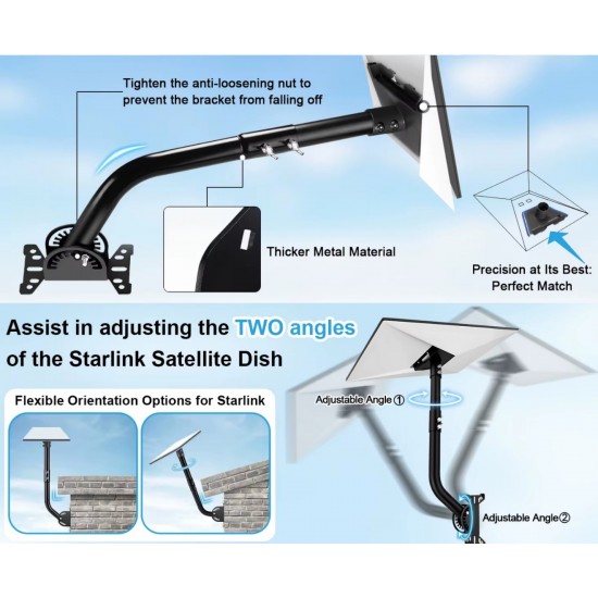Βάση Τοίχου Starlink Gen 3 Heavy Duty Βαρέως Τύπου με Ρυθμιζόμενη Γωνία και Πλήρες Σετ Εγκατάστασης Γκρι - 17-8784