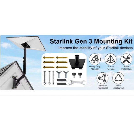 Βάση Τοίχου Starlink Gen 3 Heavy Duty Βαρέως Τύπου με Ρυθμιζόμενη Γωνία και Πλήρες Σετ Εγκατάστασης Γκρι - 17-8784