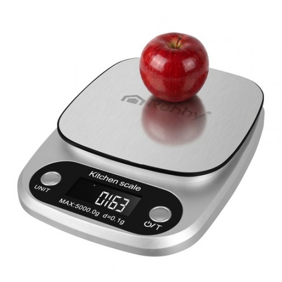 Ηλεκτρονική Ζυγαριά Κουζίνας Ruhhy 5kg με Ακρίβεια 0.1g, Ανοξείδωτη Επιφάνεια και Λειτουργία Tara 42-27931
