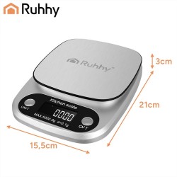 Ηλεκτρονική Ζυγαριά Κουζίνας Ruhhy 5kg με Ακρίβεια 0.1g, Ανοξείδωτη Επιφάνεια και Λειτουργία Tara 42-27931