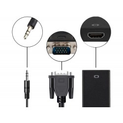 Αντάπτορας VGA σε HDMI Full HD 1080p με Ήχο 3.5mm και USB Τροφοδοσία 25-06327