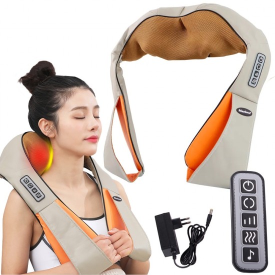 Συσκευή Μασάζ Shiatsu για Αυχένα, Πλάτη και Σώμα με Θερμότητα, Ηχείο και 8 Κεφαλές Μασάζ 13-24451_BE