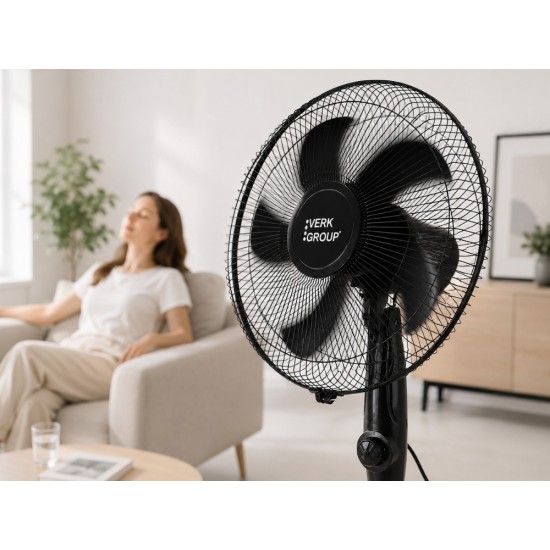 Επιδαπέδιος Ανεμιστήρας 16" 40W με Τηλεσκοπική Ρύθμιση Ύψους, Περιστροφή και 3 Ταχύτητες Μαύρος 26-16049_CZ