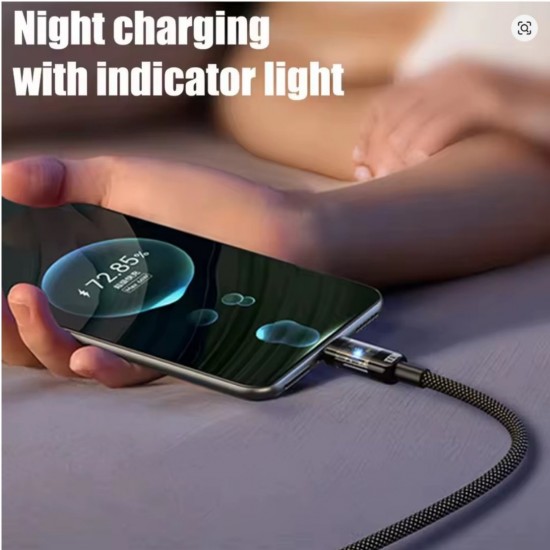 Καλώδιο Φόρτισης USB-A σε USB-C 240W με LED Ένδειξη Ισχύος, Νάιλον Πλέξη και Μήκος 2m 33-1202