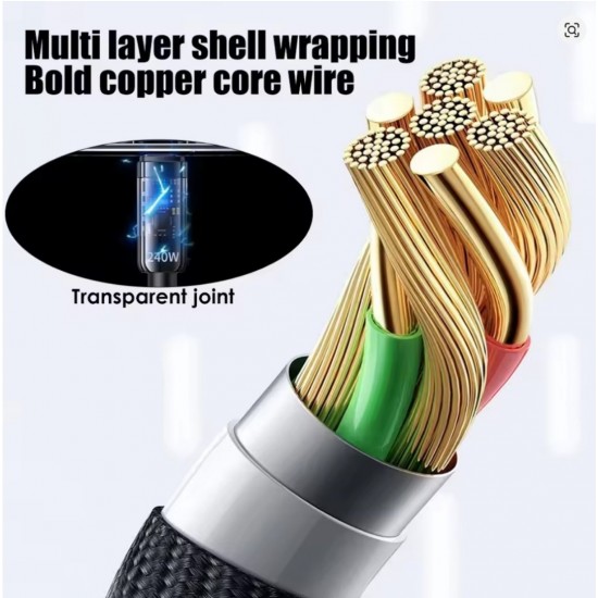 Καλώδιο Φόρτισης USB-A σε USB-C 240W με LED Ένδειξη Ισχύος, Νάιλον Πλέξη και Μήκος 2m 33-1202