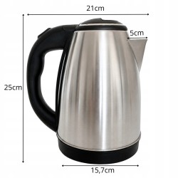 Ασύρματος Ηλεκτρικός Βραστήρας Νερού 2L 1500W από Ανοξείδωτο Ατσάλι με Αυτόματη Απενεργοποίηση Ασημί 5-07562