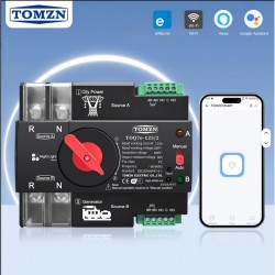 Έξυπνος Αυτόματος Μεταγωγικός Διακόπτης ATS WiFi 2P 63A Μονοφασικός 230V με eWeLink, Χρονοδιακόπτη, Alexa & Google Assistant 30-38793