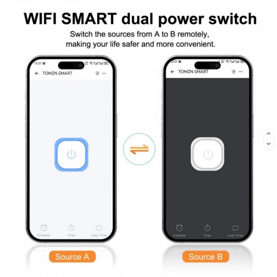 Έξυπνος Αυτόματος Μεταγωγικός Διακόπτης ATS WiFi 2P 63A Μονοφασικός 230V με eWeLink, Χρονοδιακόπτη, Alexa & Google Assistant 30-38793