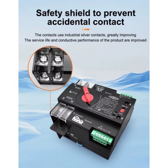 Έξυπνος Αυτόματος Μεταγωγικός Διακόπτης ATS WiFi 2P 63A Μονοφασικός 230V με eWeLink, Χρονοδιακόπτη, Alexa & Google Assistant 30-38793