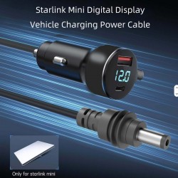 Αντάπτορας Τροφοδοσίας Starlink Mini για Αναπτήρα Αυτοκινήτου 5m  12V/24V με Καλώδιο DC, USB-C PD 35W, USB-A 30W και Ψηφιακή Οθόνη Τάσης 2m - 12-8710
