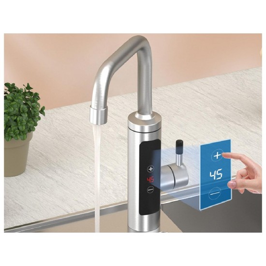 Ηλεκτρική Βρύση Ταχυθερμαντήρας Νερού 3000W με LCD Οθόνη 30–60°C Ασημί 24-07218