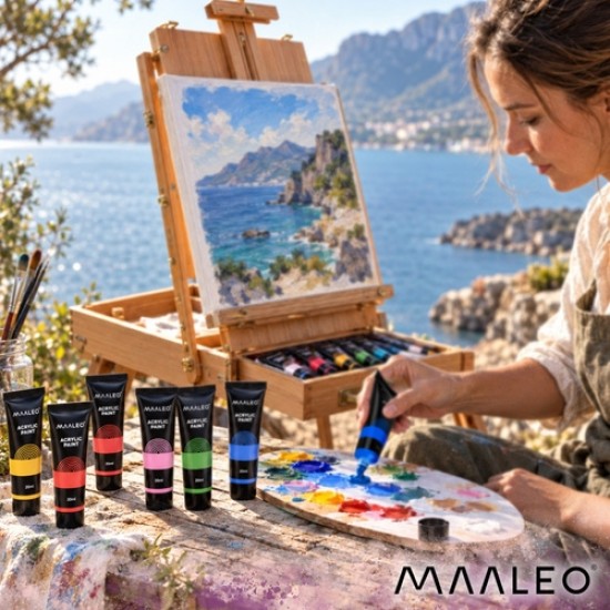 Σετ Ακρυλικά Χρώματα Ζωγραφικής Maaleo 36 Χρωμάτων 20ml για Καμβά Ξύλο Χαρτί και DIY  6-27867