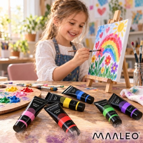 Σετ Ακρυλικά Χρώματα Ζωγραφικής Maaleo 36 Χρωμάτων 20ml για Καμβά Ξύλο Χαρτί και DIY  6-27867