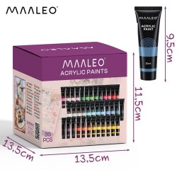 Σετ Ακρυλικά Χρώματα Ζωγραφικής Maaleo 36 Χρωμάτων 20ml για Καμβά Ξύλο Χαρτί και DIY  6-27867